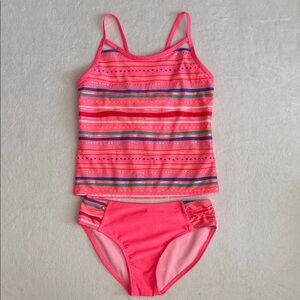 {NWT} Cat & Jack | Tankini Swimsuit Set 565621 Pink/Multicolor Stripe (L 10/12)